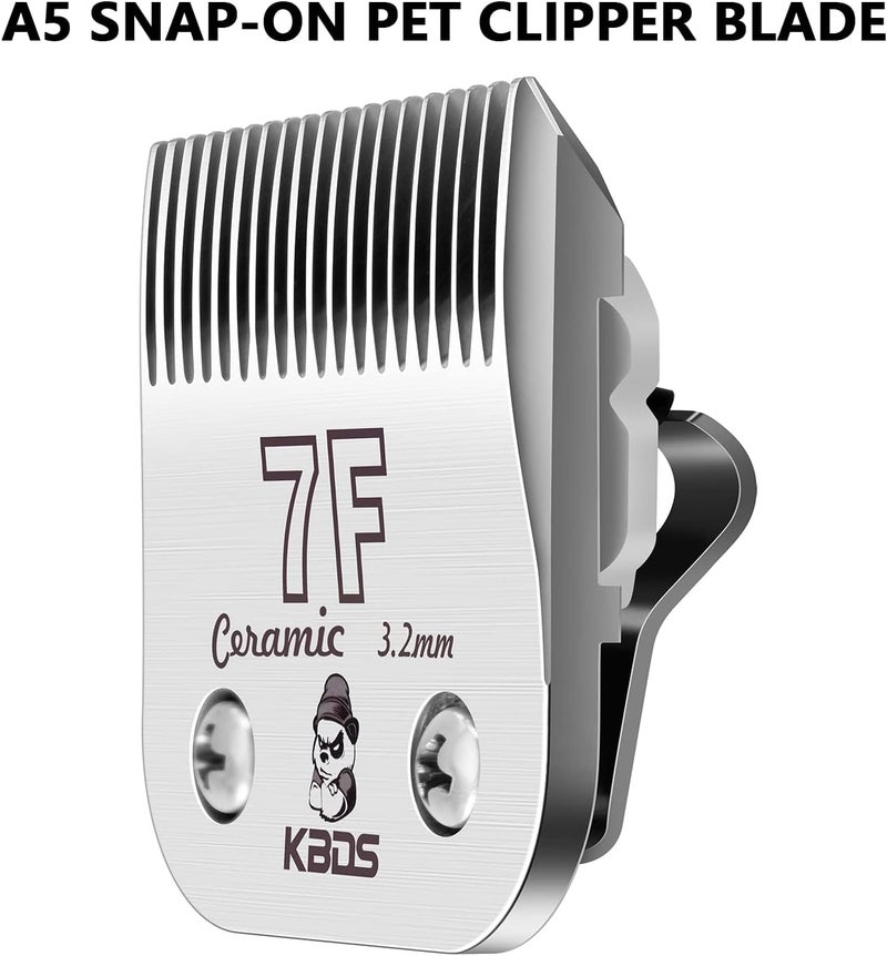KBDS Detachable Ceramic Pet Clipper Blades,Size-7F,Compatible with Most Andis,Oster,Wahl A5 Clippers,Made of Ceramic Blade Cutter and Carbon Steel Blade,1/8'' Inch 3.2mm Cut Length, 7F Blade - Image 5
